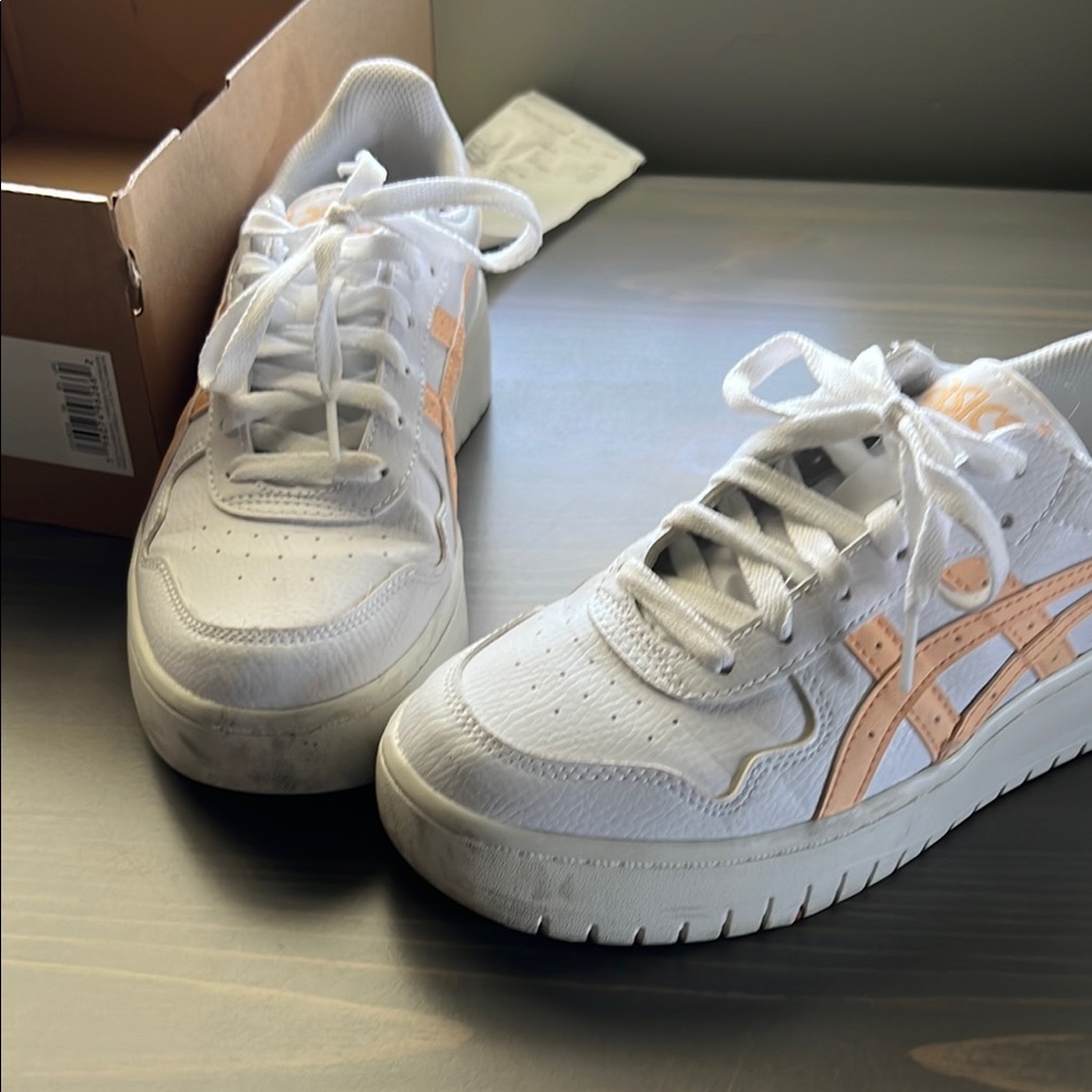 Asics Women's White and Peach Sneakers